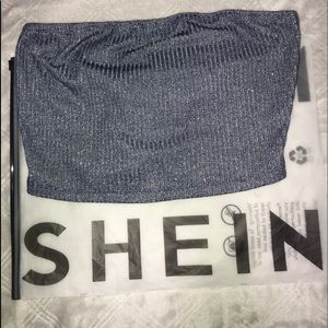 Navy blue glittery crop top